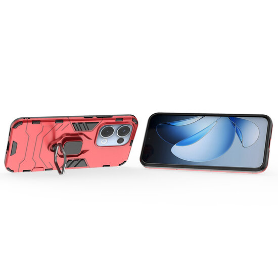 Oppo Reno13 Hoesje - MobyDefend Dubbelgelaagde Pantsercase Met Standaard - Rood