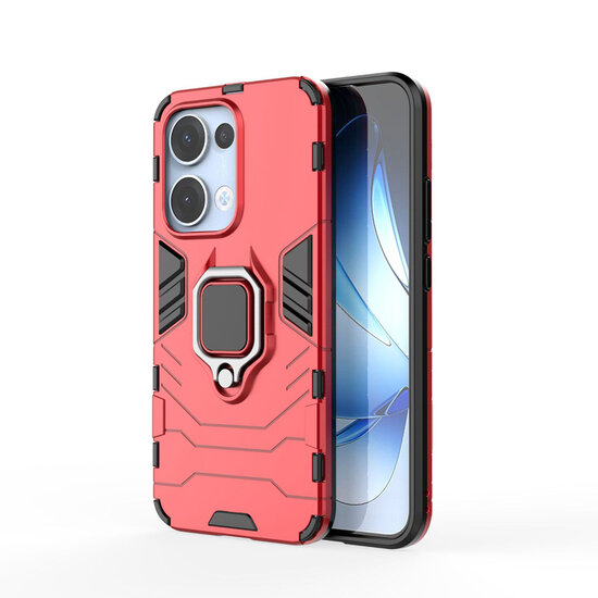 Oppo Reno13 Hoesje - MobyDefend Dubbelgelaagde Pantsercase Met Standaard - Rood
