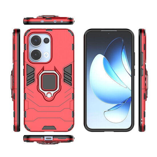Oppo Reno13 Hoesje - MobyDefend Dubbelgelaagde Pantsercase Met Standaard - Rood