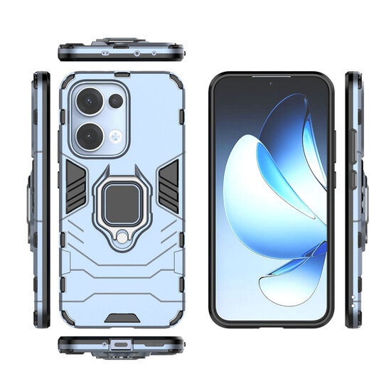 Oppo Reno13 Hoesje - MobyDefend Dubbelgelaagde Pantsercase Met Standaard - Blauw