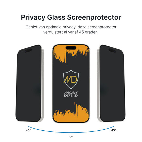 3-Pack MobyDefend iPhone 16e Screenprotectors - HD Privacy Glass Screensavers