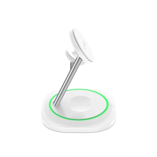 Tech-Protect - Draadloze Magsafe 3-in-1 Oplader - Snellader 15 Watt - Wit