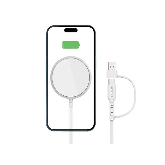 Tech-Protect - Draadloze Magsafe Oplader - Snellader 15 Watt - Wit