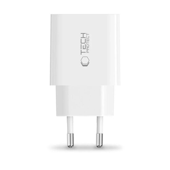 Tech-Protect Wall charger - Oplader met 1 USB-C poort - 20W - PD2.0 - Wit