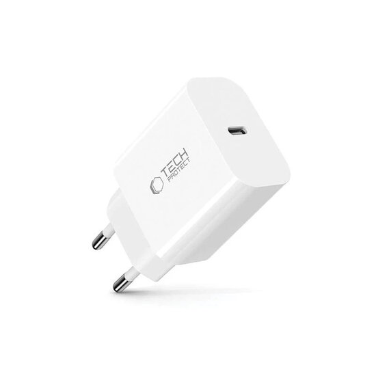 Tech-Protect Wall charger - Oplader met 1 USB-C poort - 20W - PD2.0 - Wit