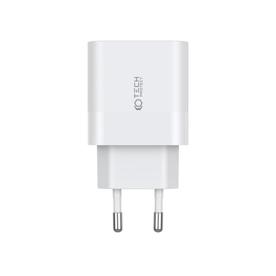 Tech-Protect Wall charger - Oplader met 2 USB-C poorten - 20W - PD2.0 - Wit