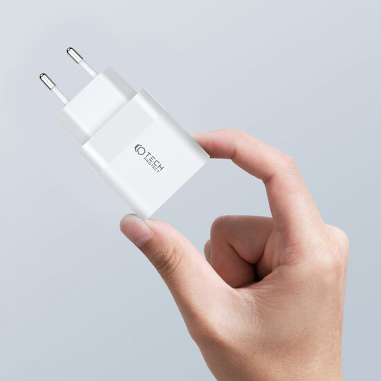 Tech-Protect Wall charger - Oplader met 2 USB-C poorten - 20W - PD2.0 - Zwart