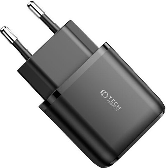 Tech-Protect Wall charger - Oplader met 1 USB-A en 1 USB-C poort -20W - Quick Charge 3.0 - Zwart