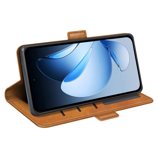 Oppo Reno13 Hoesje - MobyDefend Luxe Wallet Book Case (Sluiting Zijkant) - Lichtbruin