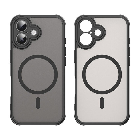 iPhone 16 Hoesje - MobyDefend MagSafe Case Mat Transparant Met Gekleurde Rand - Zwart