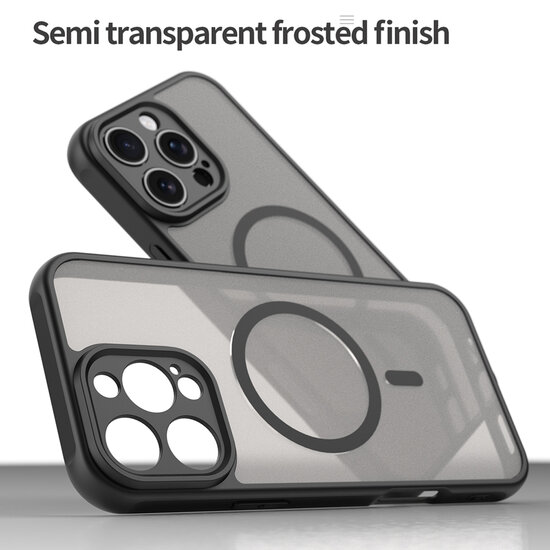 iPhone 16 Pro Max Hoesje - MobyDefend MagSafe Case Mat Transparant Met Gekleurde Rand - Paars