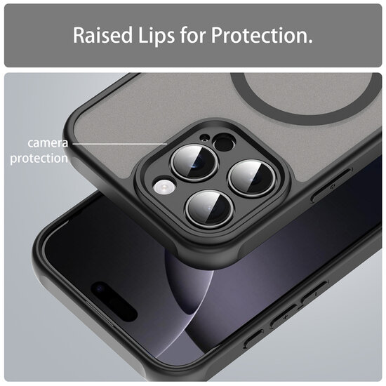 iPhone 16 Pro Max Hoesje - MobyDefend MagSafe Case Mat Transparant Met Gekleurde Rand - Paars