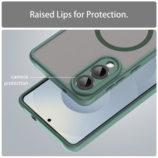 Samsung Galaxy S25 Edge Hoesje - MobyDefend MagSafe Case Mat Transparant Met Gekleurde Rand - Groen