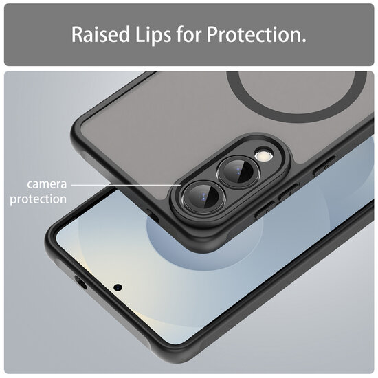 Samsung Galaxy S25 Edge Hoesje - MobyDefend MagSafe Case Mat Transparant Met Gekleurde Rand - Zwart