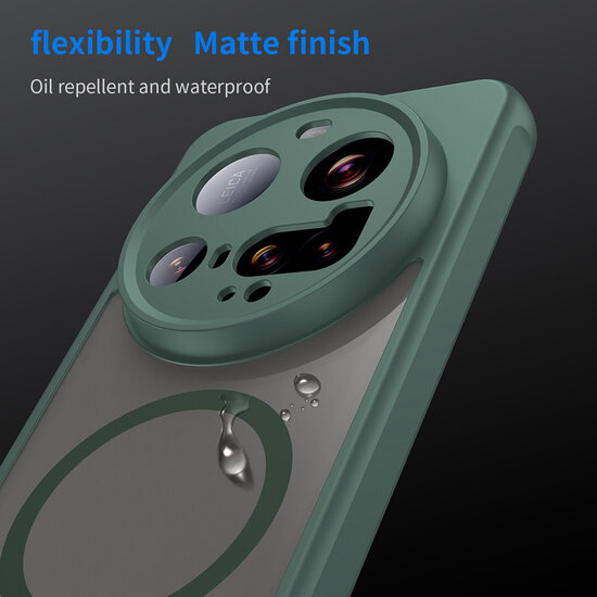Xiaomi 15 Ultra Hoesje - MobyDefend MagSafe Case Mat Transparant Met Gekleurde Rand - Groen