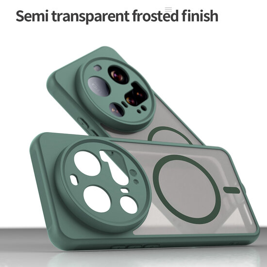 Xiaomi 15 Ultra Hoesje - MobyDefend MagSafe Case Mat Transparant Met Gekleurde Rand - Groen