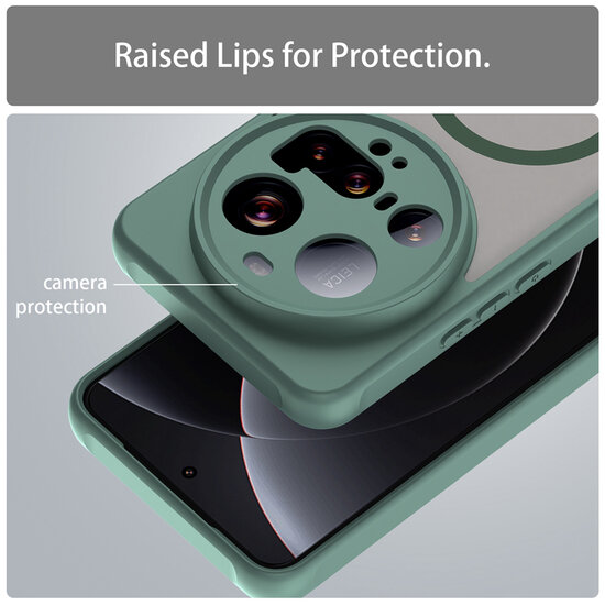 Xiaomi 15 Ultra Hoesje - MobyDefend MagSafe Case Mat Transparant Met Gekleurde Rand - Groen