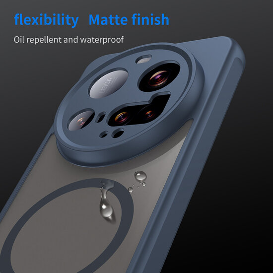 Xiaomi 15 Ultra Hoesje - MobyDefend MagSafe Case Mat Transparant Met Gekleurde Rand - Blauw