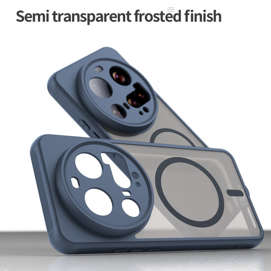 Xiaomi 15 Ultra Hoesje - MobyDefend MagSafe Case Mat Transparant Met Gekleurde Rand - Blauw
