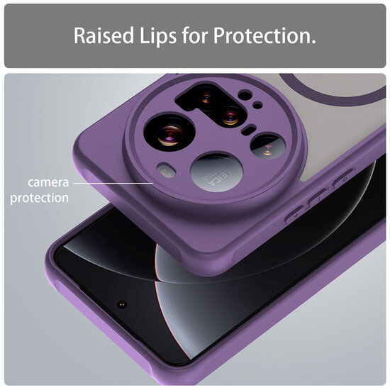 Xiaomi 15 Ultra Hoesje - MobyDefend MagSafe Case Mat Transparant Met Gekleurde Rand - Paars
