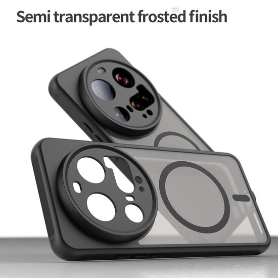 Xiaomi 15 Ultra Hoesje - MobyDefend MagSafe Case Mat Transparant Met Gekleurde Rand - Zwart