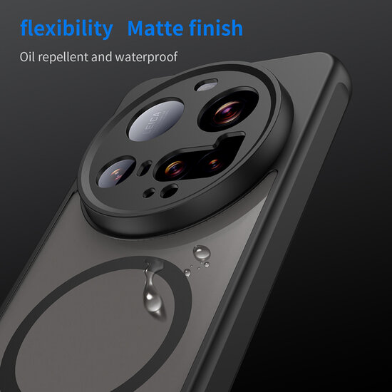 Xiaomi 15 Ultra Hoesje - MobyDefend MagSafe Case Mat Transparant Met Gekleurde Rand - Zwart