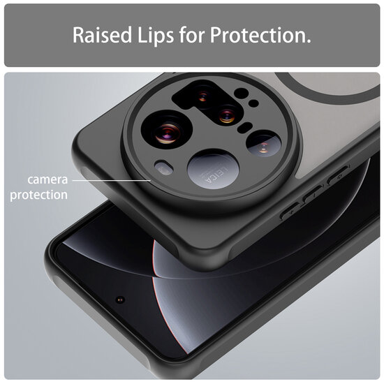 Xiaomi 15 Ultra Hoesje - MobyDefend MagSafe Case Mat Transparant Met Gekleurde Rand - Zwart