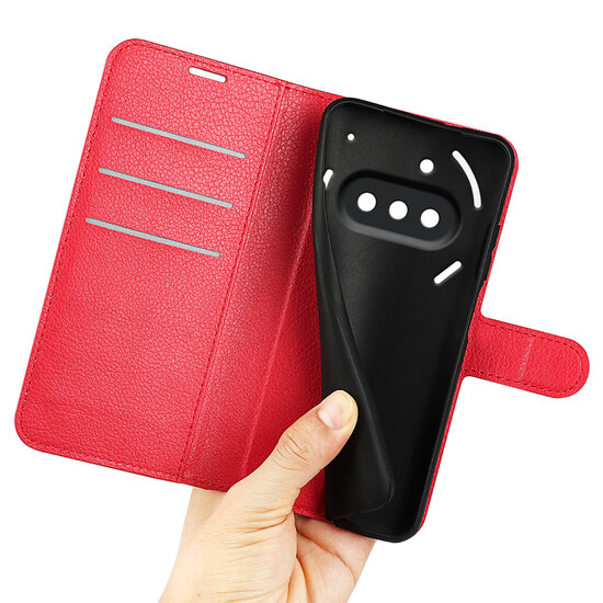 Nothing Phone (3a) Hoesje - MobyDefend Kunstleren Wallet Book Case (Sluiting Voorkant) - Rood