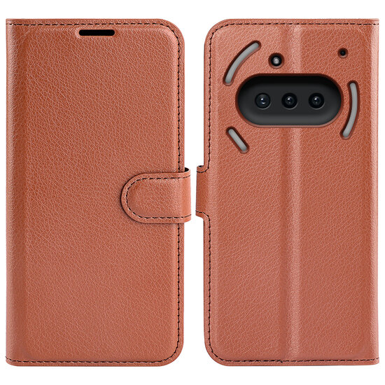 Nothing Phone (3a) Hoesje - MobyDefend Kunstleren Wallet Book Case (Sluiting Voorkant) - Bruin