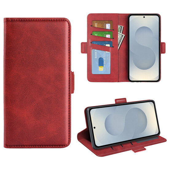 Samsung Galaxy S25 Edge Hoesje - MobyDefend Luxe Wallet Book Case (Sluiting Zijkant) - Rood
