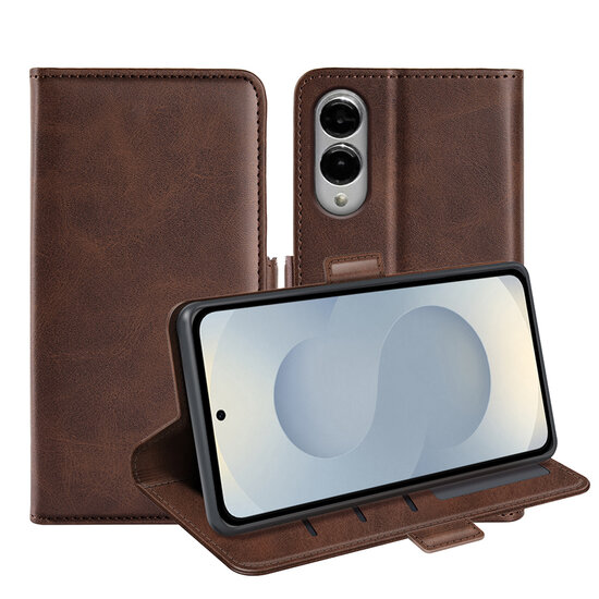 Samsung Galaxy S25 Edge Hoesje - MobyDefend Luxe Wallet Book Case (Sluiting Zijkant) - Bruin