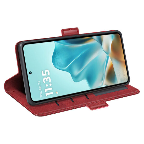 Motorola Edge 60 / Motorola Edge 60 Fusion Hoesje - MobyDefend Luxe Wallet Book Case (Sluiting Zijkant) - Rood