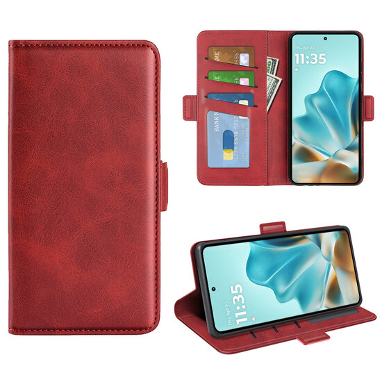 Motorola Edge 60 / Motorola Edge 60 Fusion Hoesje - MobyDefend Luxe Wallet Book Case (Sluiting Zijkant) - Rood