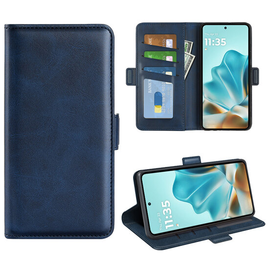 Motorola Edge 60 / Motorola Edge 60 Fusion Hoesje - MobyDefend Luxe Wallet Book Case (Sluiting Zijkant) - Blauw