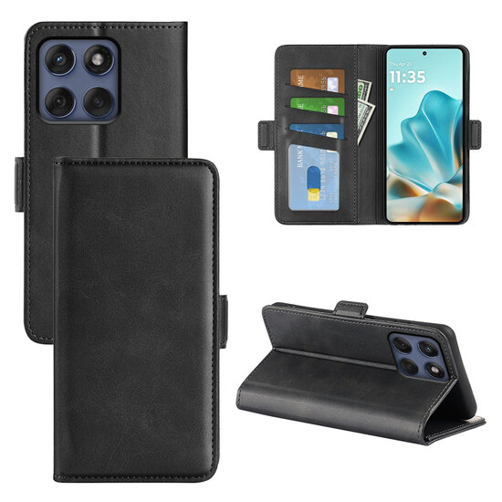 Motorola Edge 60 / Motorola Edge 60 Fusion Hoesje - MobyDefend Luxe Wallet Book Case (Sluiting Zijkant) - Zwart
