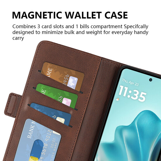 Motorola Edge 60 / Motorola Edge 60 Fusion Hoesje - MobyDefend Luxe Wallet Book Case (Sluiting Zijkant) - Bruin