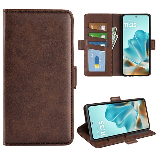 Motorola Edge 60 / Motorola Edge 60 Fusion Hoesje - MobyDefend Luxe Wallet Book Case (Sluiting Zijkant) - Bruin