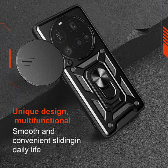 Xiaomi 15 Ultra Hoesje - MobyDefend Pantsercase Met Draaibare Ring - Rood