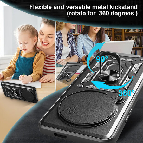 Xiaomi 15 Ultra Hoesje - MobyDefend Pantsercase Met Draaibare Ring - Rood