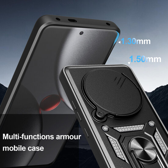Xiaomi 15 Ultra Hoesje - MobyDefend Pantsercase Met Draaibare Ring - Rood