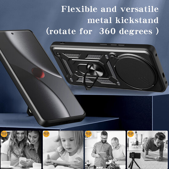 Xiaomi 15 Ultra Hoesje - MobyDefend Pantsercase Met Draaibare Ring - Rood