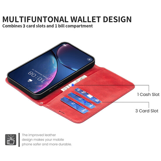 Samsung Galaxy S25 Edge Hoesje - MobyDefend Wallet Book Case Met Koord - Rood