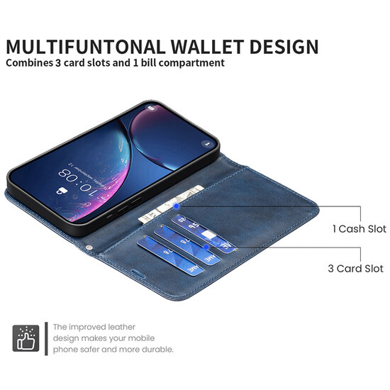 Samsung Galaxy S25 Edge Hoesje - MobyDefend Wallet Book Case Met Koord - Blauw
