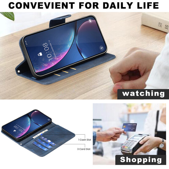 Samsung Galaxy S25 Edge Hoesje - MobyDefend Wallet Book Case Met Koord - Blauw