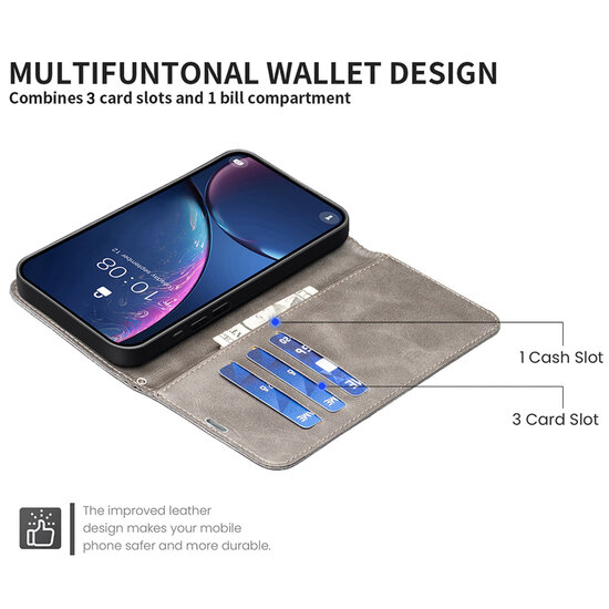 Samsung Galaxy S25 Edge Hoesje - MobyDefend Wallet Book Case Met Koord - Grijs