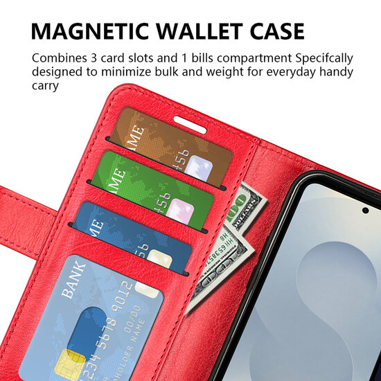 Samsung Galaxy S25 Edge Hoesje - MobyDefend Wallet Book Case (Sluiting Achterkant) - Rood