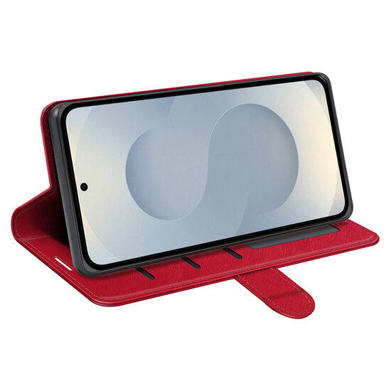 Samsung Galaxy S25 Edge Hoesje - MobyDefend Wallet Book Case (Sluiting Achterkant) - Rood