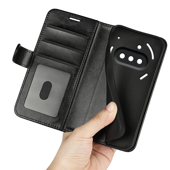 Nothing Phone (3a) Hoesje - MobyDefend Wallet Book Case (Sluiting Achterkant) - Zwart