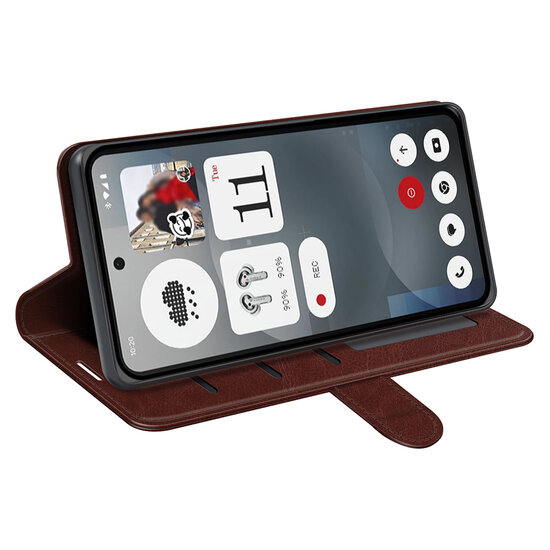 Nothing Phone (3a) Hoesje - MobyDefend Wallet Book Case (Sluiting Achterkant) - Bruin