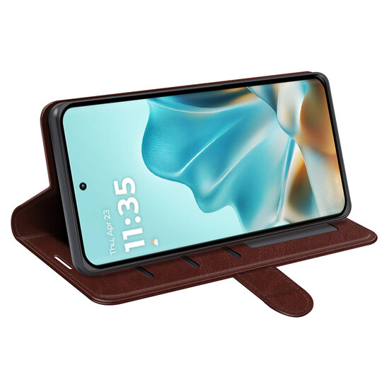 Motorola Edge 60 / Motorola Edge 60 Fusion Hoesje - MobyDefend Wallet Book Case (Sluiting Achterkant) - Bruin